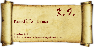 Kenéz Irma névjegykártya