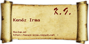Kenéz Irma névjegykártya